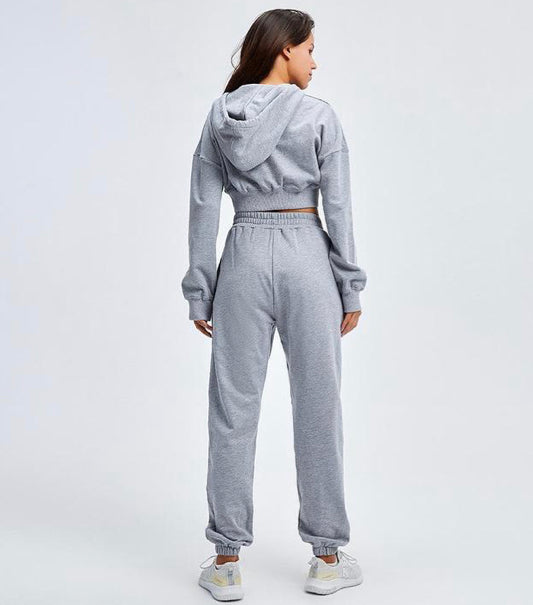 Gwen - Tracksuit Cropped Hoodie - Grey