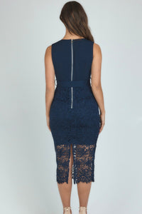 Issabella - Lace Midi Dress - Navy