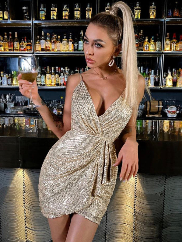 Ashanti - Sequin Cocktail Dress - Gold