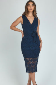 Issabella - Lace Midi Dress - Navy