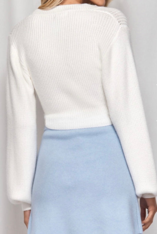 Yasmin - Knitted Crop Cardigan - White